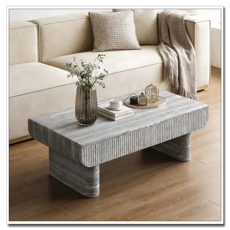 Coffee Table with Grey Wood Texture Tabletop, Grey
