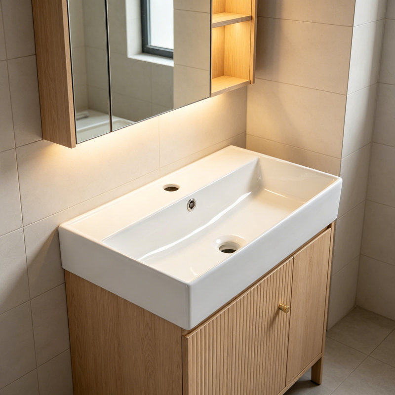 Lavabo 21,6 po seulement, lavabo 24V06-21, blanc brillant GF-24V06PB21, Blanc lustré