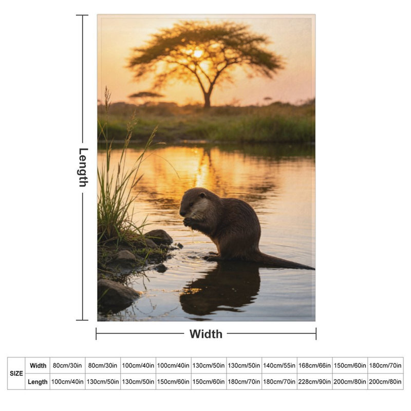 Jeté en flanelle Otter Sunset Water Luxury, 60x80in
