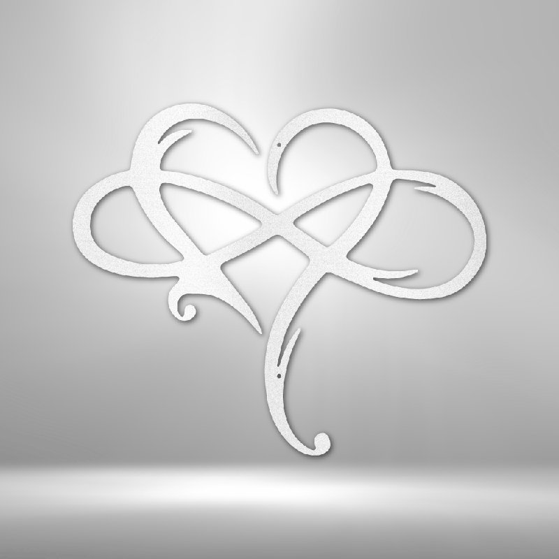 Signe en acier Infinity and Heart, H 17 po x l 17,5 po x P 0,5 po, Blanc