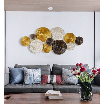 Luxury-lite ironwork round wall hanging decoration piece