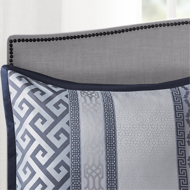 Édredon de luxe très grand bleu marine - 7 pièces avec édredon, taies décoratives et coussins décoratifs élégants avec taies décoratives et jupe de lit