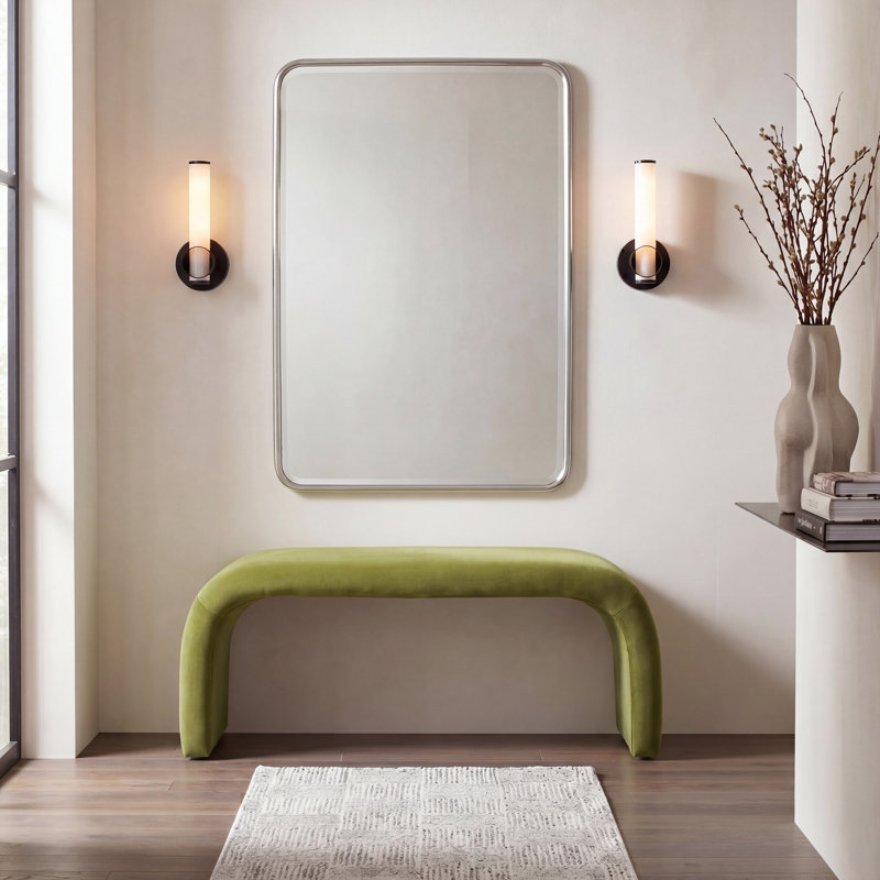 Andee Velvet Upholstered Bench, Olive Velvet