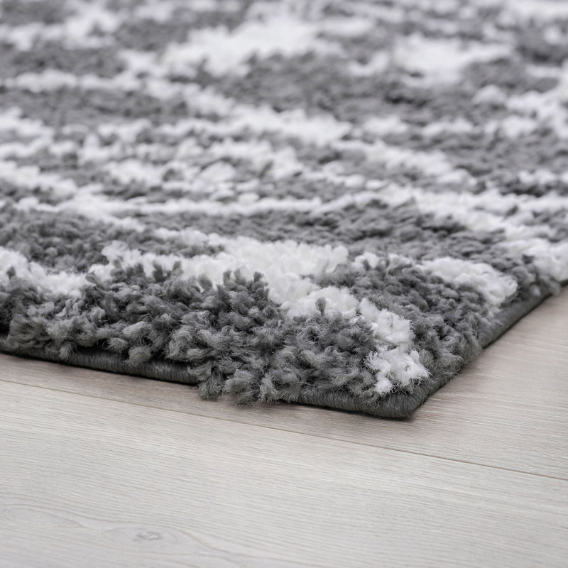 Tapis gris / blanc Jemima, Rectangle 8 pi 9 po x 12 pi 2 po