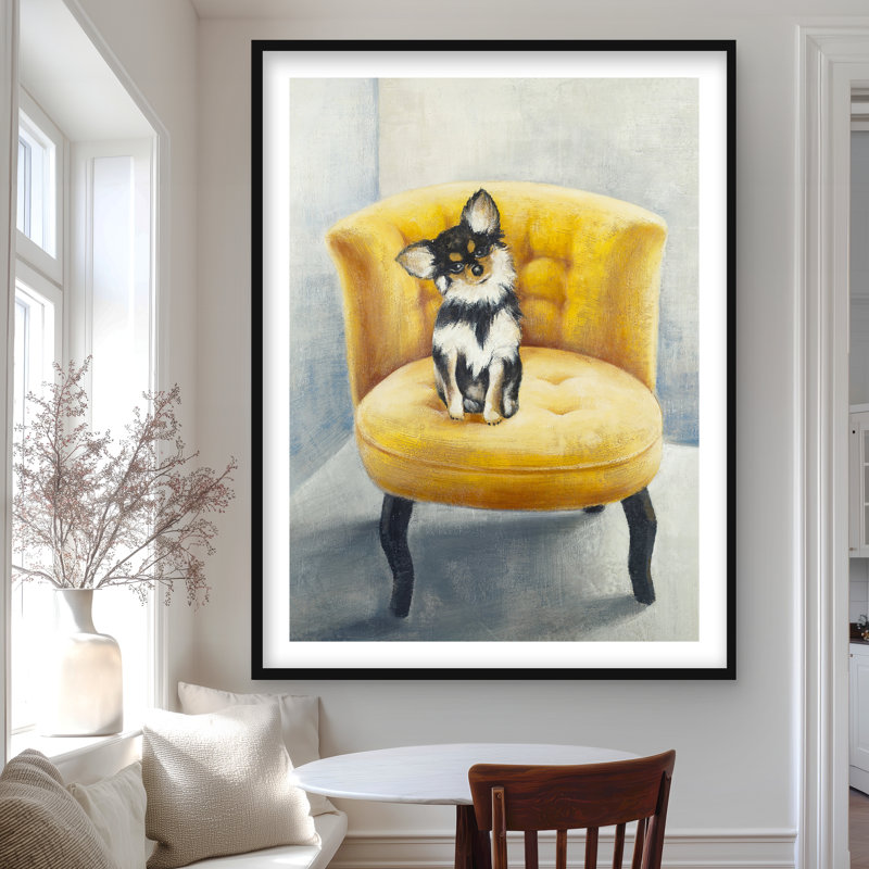 Fauteuil Chihuahua à poil long jaune | Décoration intérieure