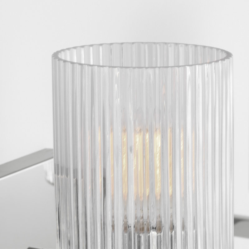 Luisa bath wall sconce with clear fluted glass shades, 3, Chrome