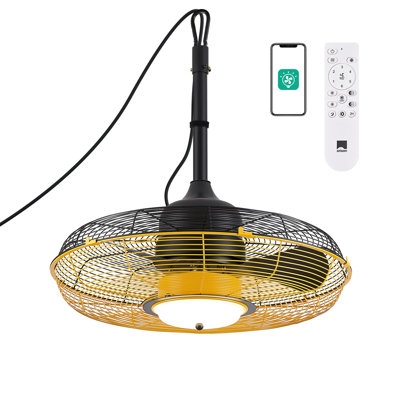 Christenia 21"" Outdoor Gazebo Ceiling Fan with Lights, Wet Rated Hanging Fan for Patio with Remote/APP Control IP44 -  Wrought Studio™, A3222C35C84C4C3B84345ECD7C42DCD0