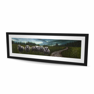 «Sheep in the Countryside - Living Room», reproduction encadrée