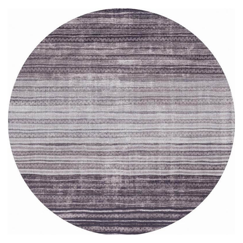Tapis gris clair / gris foncé en polyester fabriqué à la machine Deboah, Rond 4 pi 11 po