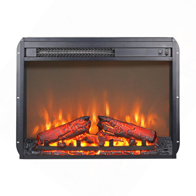23" Electric Fireplace Insert Heater With Log Set And Realistic Flame, Overheating Protection No Remote Control