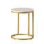 Table de bout Everly Quinn Modern Glam en forme de C avec structure en fer doré et plateau rond blanc