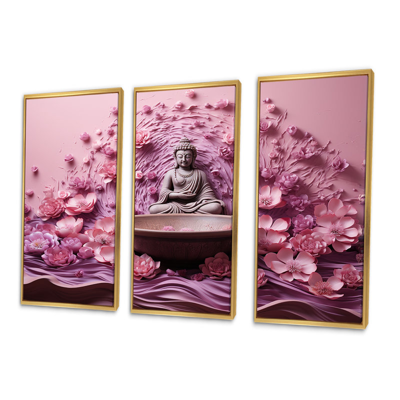 Hindouisme spirituel mantras méditation, Cadre flottant doré, H 40 po x l 60 po x P 1 po