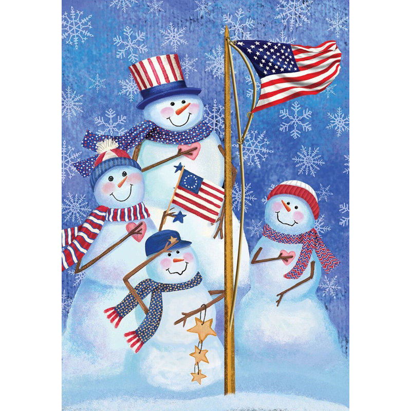 Drapeau patriotique des bonhommes de neige