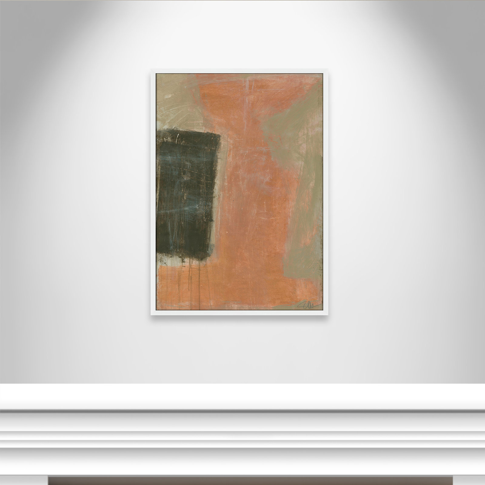 Anali "Autumn Sandbox" Painting, 35.5" H x 25.5" W x 0.75" D, Satin White