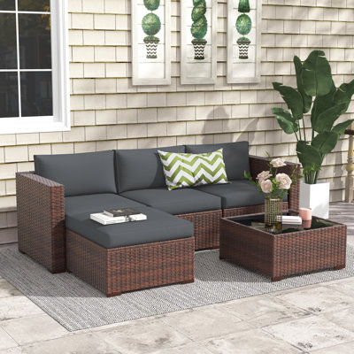 Ensemble de conversation modulaire avec coussins 5 pièces Abler