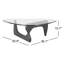 Table basse triangulaire en verre avec base en bois et plateau en verre transparent Mid-Century-757851655