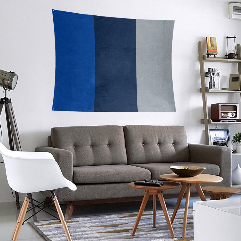 Tapisserie de polyester St. Louis, H 88 po x l 104 po x P 2 po, Bleu royal / bleu marine / gris