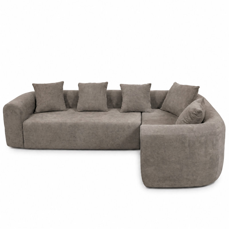 Canapé modulaire à assise profonde en L rembourré avec coussins Modern Modern, Orienté à droite, Gris clair