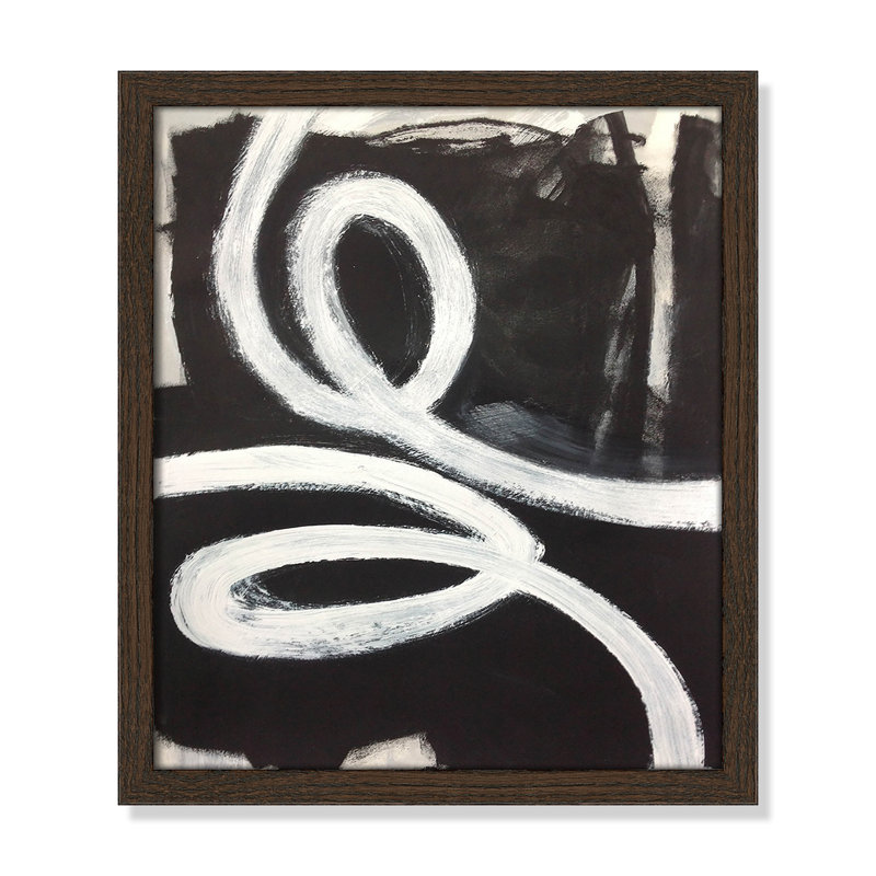 «Ansonia Swirly Swirls I On Paper» par Joss & Main Print, Cadre en noyer mince sans cadre, H 15 po x l 13 po x P 0,75 po