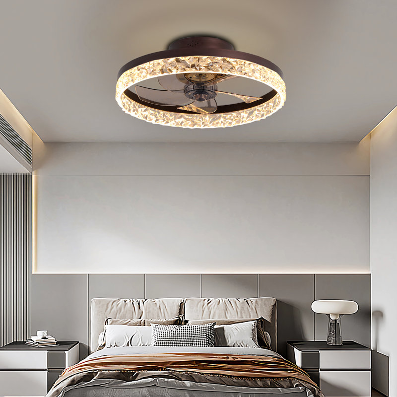 Black 19.7 in. indoor Ceiling Fan with Lights Dimmable LED, Brown