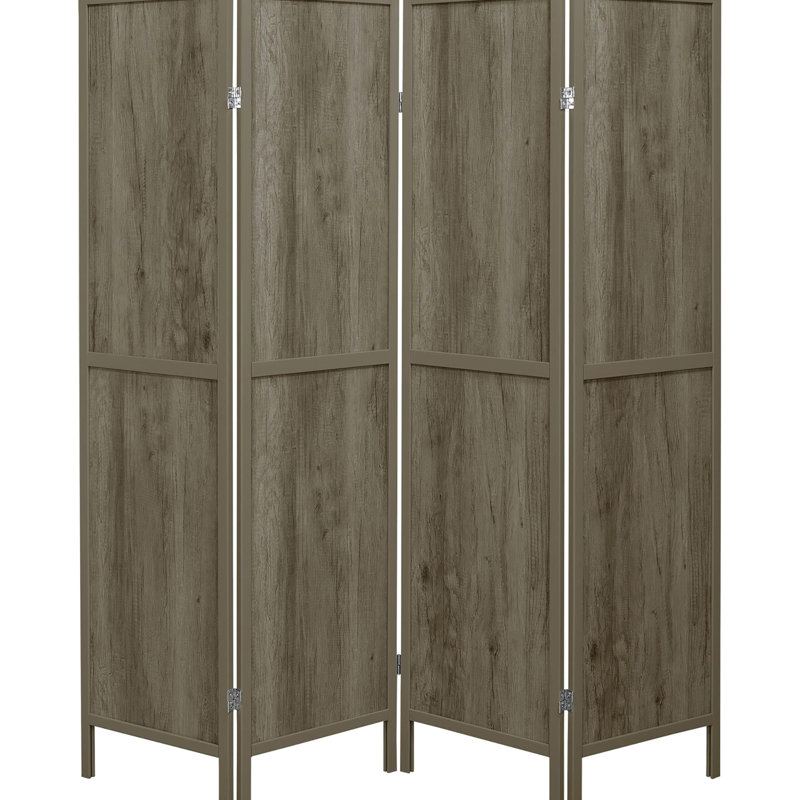 Paravent gris rustique en bois flottant, 4, 72,03 po x 69,5 po x 0,74 po, pin, placage et matériaux pliants, gris, H 72,03 po x l 69,5 po x P 0,74 po