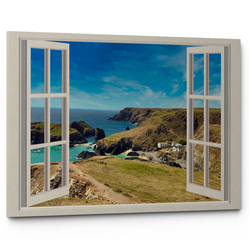 Kynance Cove Cornish Coast Window View - Wrapped Canvas Print