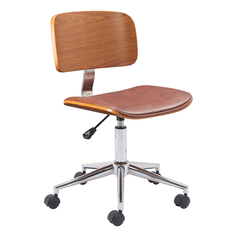 Fauteuil de bureau ergonomique pour bureau à domicile, Brun, Chromé / brun