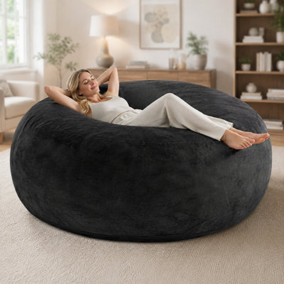 Fauteuil à billes géant en mousse à mémoire de forme de 6 pieds, chaise longue pour adulte, spacieux - convient à n'importe quelle pièce, parfait pour les soirées cinéma et la lecture