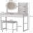 Small Vanity Desk With Mirror And Lights, Makeup Vanity Table With Led Mirror, 3 Lighting Modes, Power Outlet, Drawer, Open Shelves And Cushioned Stool For Bedroom (White)-121960416