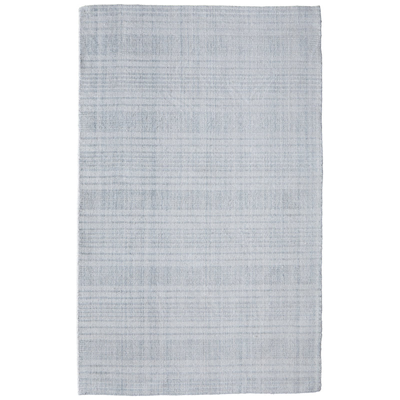 Highview Hand Woven Polyester Striped Area Rug in Gray, Marine Blue, Rectangle 5' x 8'