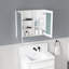 Armoire de salle de bain à miroir murale 30 po en bois d'ingénierie de style blanc 2 en 1 avec maquillage intégré et rangement pour les cheveux ou les brosses à dents encastrées à tablettes multiples