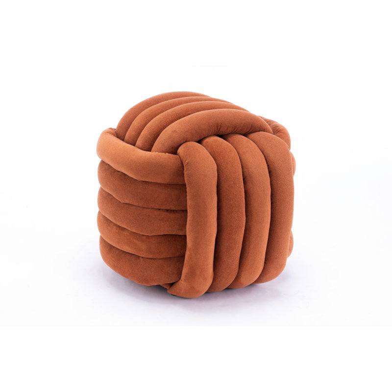 Chenille Makeup Stool - Modern Design For Living Room. Orange, 19.29" D X W 18.13" H, 14.96 Lbs. Fabric, Foam Padding, Wooden Frame, 250 Lbs Capacity, No Assembly Required Easily Stylish Footstool