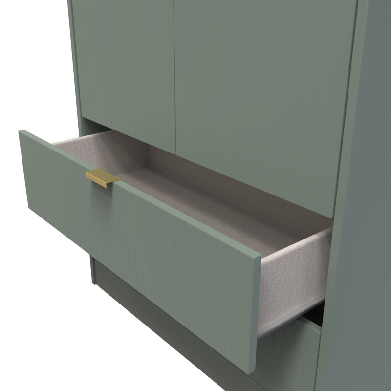 Fully Assembled 2 Door Wardrobe, 182.5cm H x 74cm W x 53cm D, Reed Green