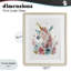 Licorne florale avec détails dorés, reproduction encadrée sous verre, design par LSR Design Studio-768408168-768408174