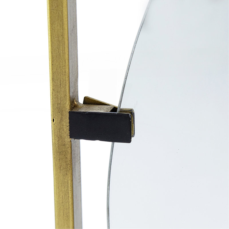 Contemporary Bathroom Mirror With Gold Metal Frame And Abstract Design