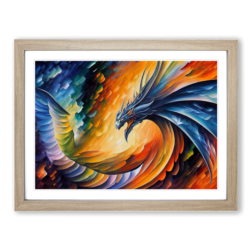 XH1022-2772X Dragon Art Vol.2 - Single Picture Frame Print, Oak Framed, 46cm H x 64cm W x 2cm D