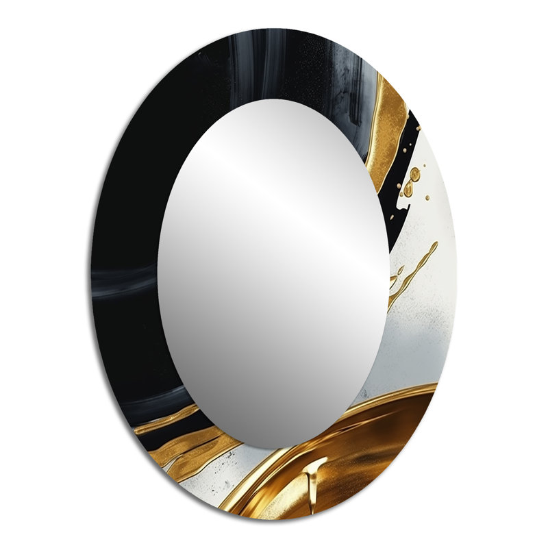 Miroir mural moderne noir et doré, 40 po x 30 po
