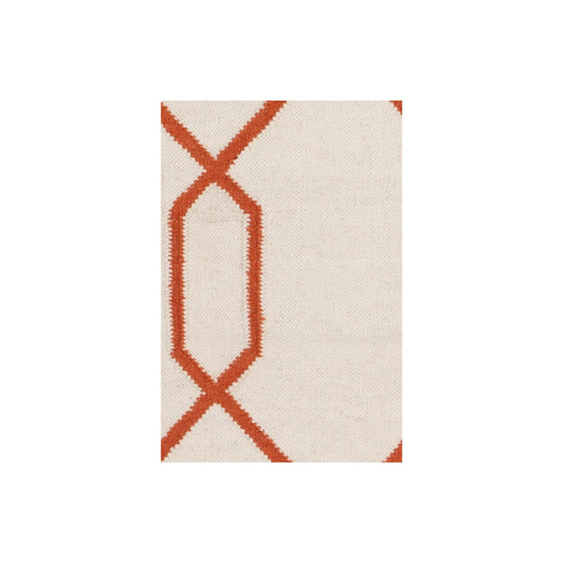 Red Geometric 3' x 5' Wool Cotton Handmade Rug