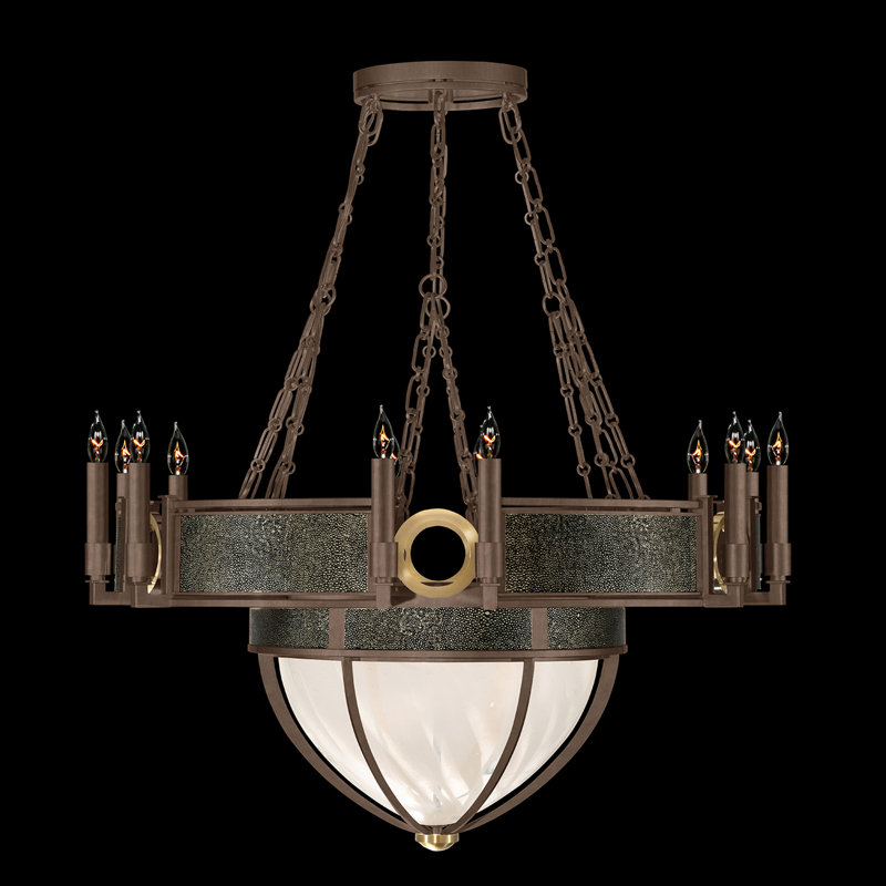 Mirage 15 - Light Glass Chandelier, Black Knight/Bronze/Brass