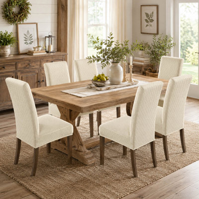 Ensemble de 6 housses extensibles pour chaise de salle à manger en jacquard