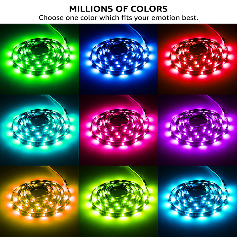 Bande lumineuse à DEL pour dessous de meuble, multicolore, mode minuterie, contrôle de l'application