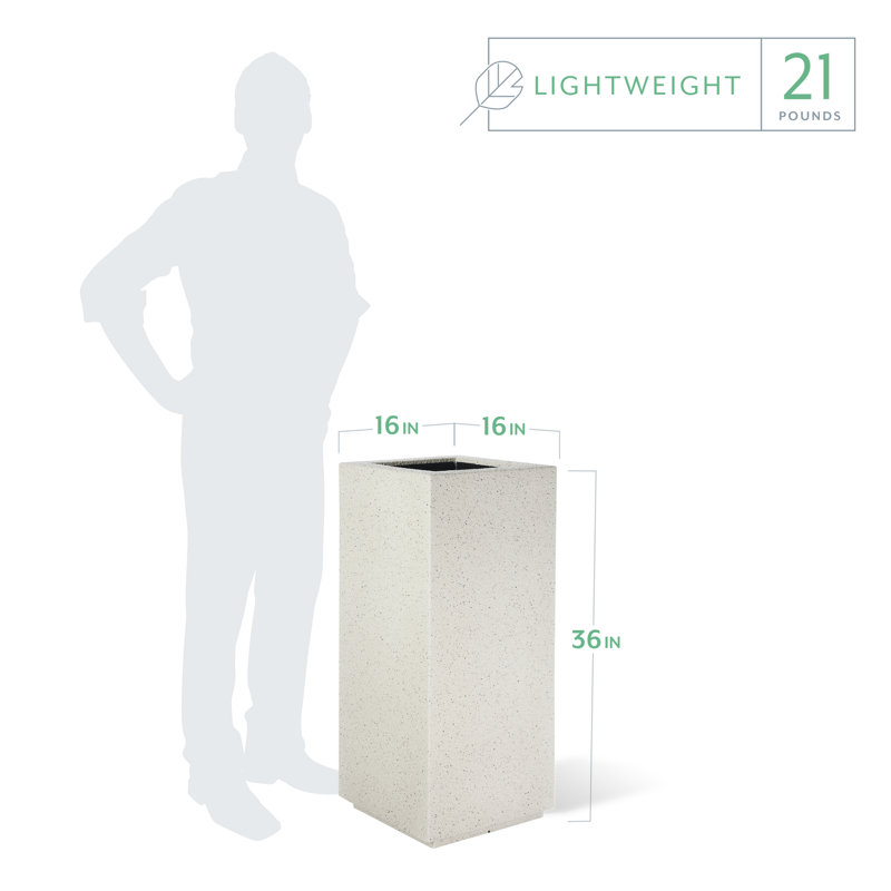 Kensington Tall Planter, White Granite