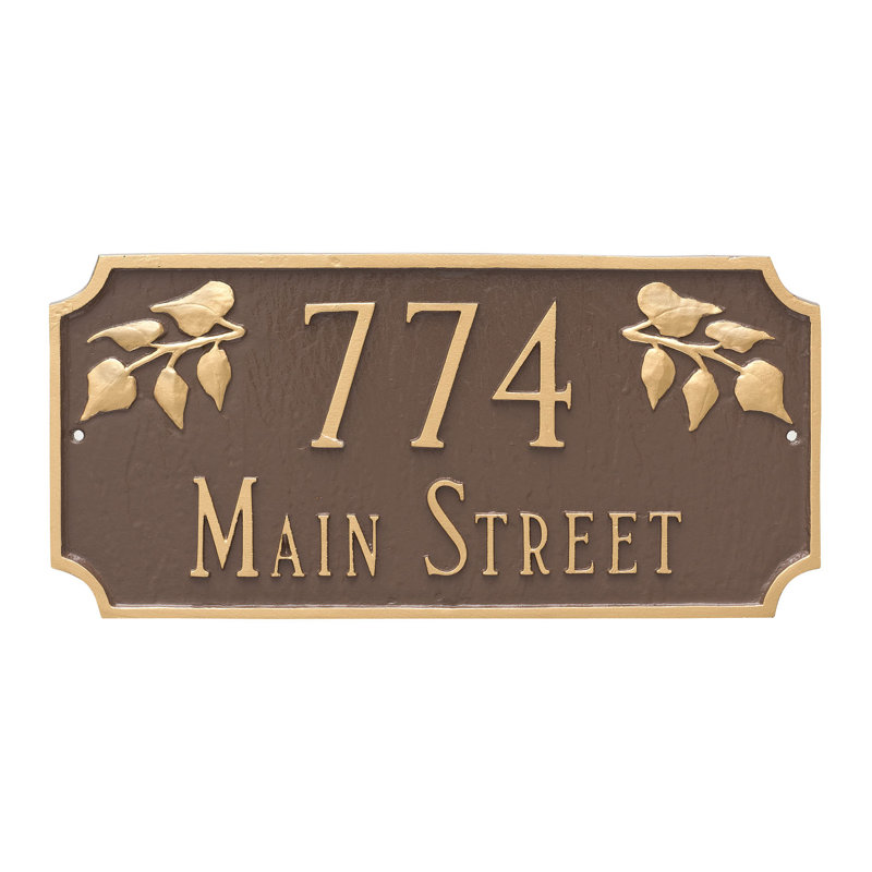 2-Line Address Plaque, Chocolate / Gold, Wall