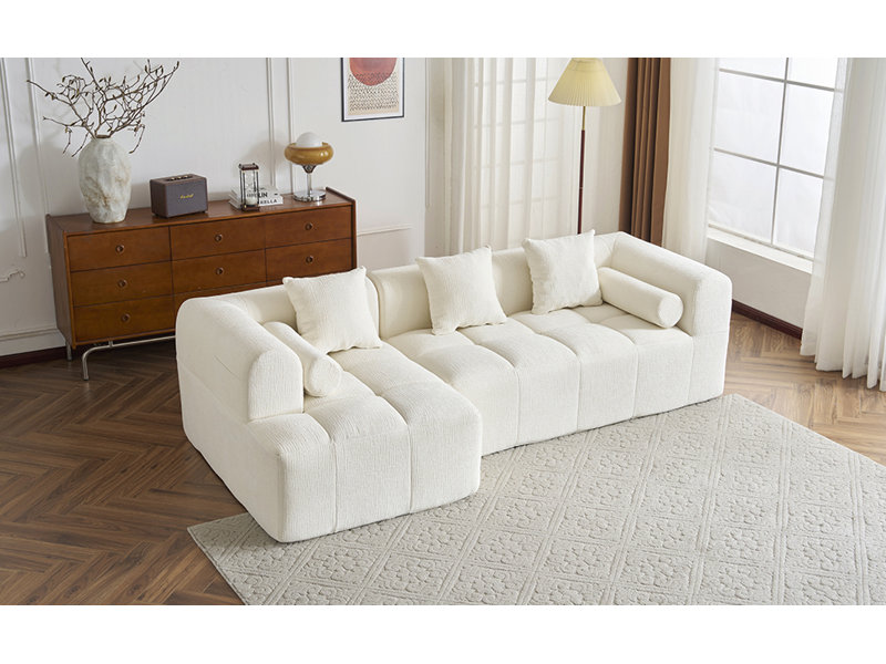 Canapé modulaire 2 pièces rembourré, Chenille beige