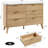 Natural Fluted 6-Drawer Dresser, 47.2" Wide Curved Wood Chest for Living Room-78790881