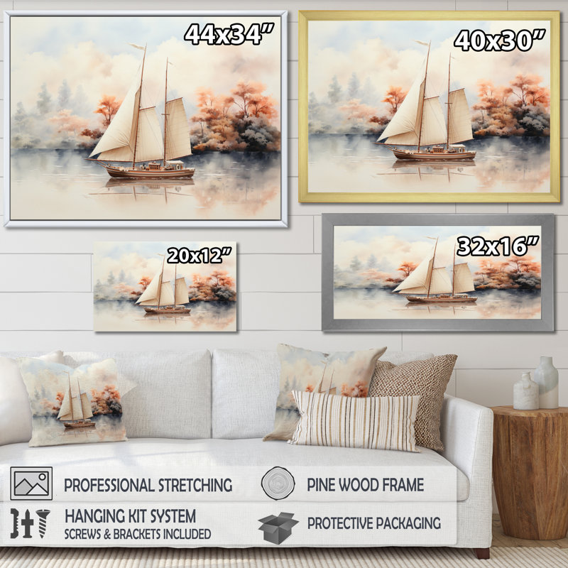 «Mininmalisme voilier Solitude I», impressions sur toile nautiques et de plage, 34" H x 44" W, Toile tendue