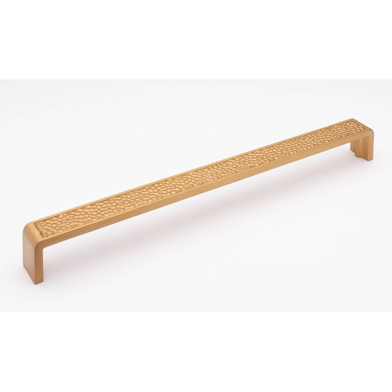 Hammered 12" Center to Center Bar Pull, Satin Brass