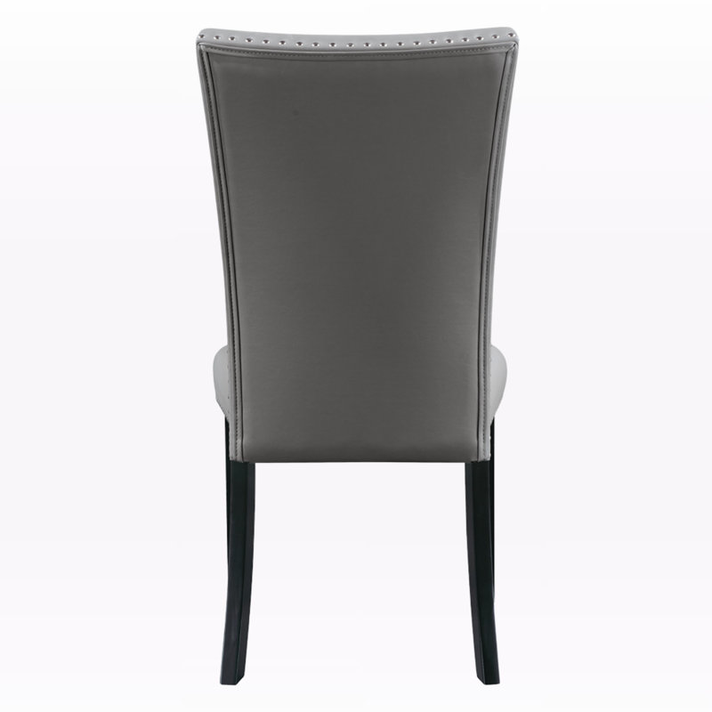 Chaise d'appoint en cuir synthétique gris grenat et finition noire (ensemble de 2)
