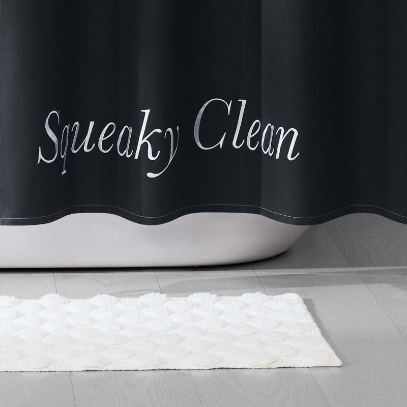 kate spade new york Dotted Woven Bath Rug, 21 in x 34 in, 100% Cotton Quick Dry French Navy Bath Mat, White, 34" L x 21" W