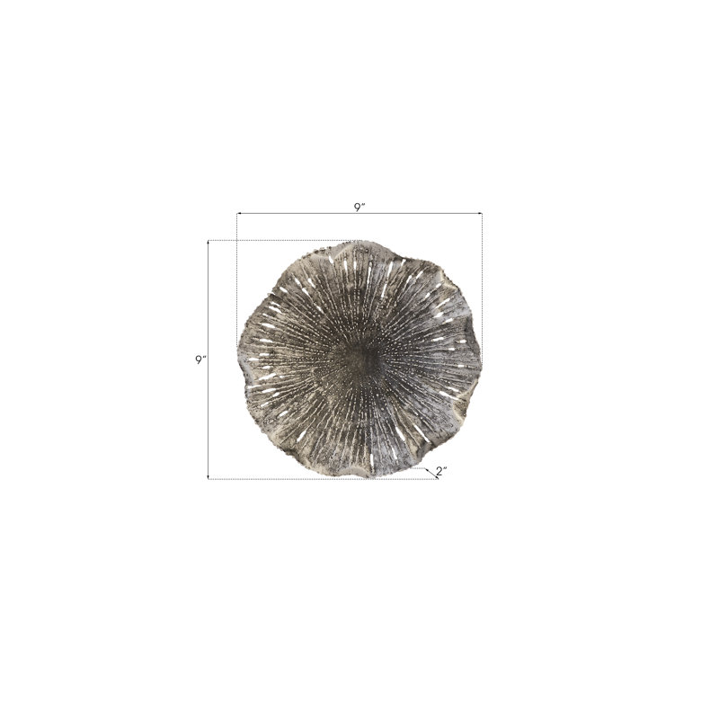 Lotus Wall Décor, Antique Silver, 9" H x 9" W x 2" D